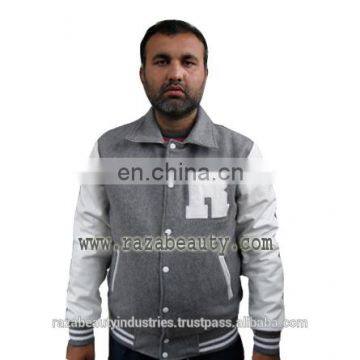 Heather Grey, White Varsity Jackets, Custom Embroidery Logo Baseball Jackets, Wool Leather Bomber Jackets