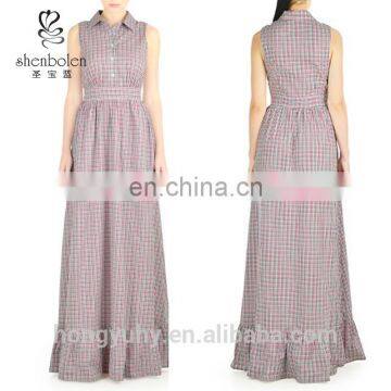 Ruffle hem cotton check maxi t shirt dress