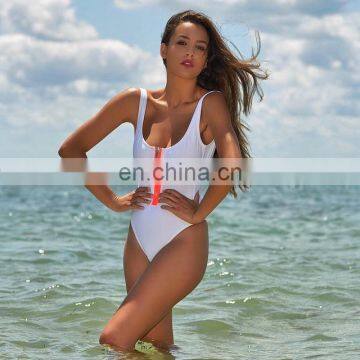 top sale white 1 pcs zipper front & backless summer bikini mature bikini