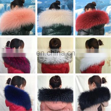 Wholesale Price Fashion Natural Real Dyed Raccoon fur collar For Garment