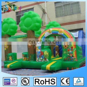 Sunway Customized Green Tree Inflatable Bouncer with Small Slide Bouncy Jumping Castle