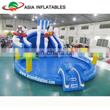 Giant Penguin Shape Design Water Games , Inflatable Water Park Slides Combo