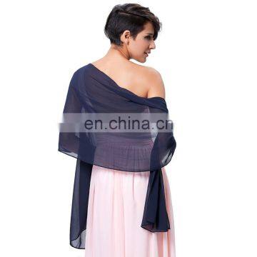 Stock 72*18" Navy blue Chiffon Shawl Scarf Wrap Neckerchief for Bridal Evening Dress KK000229-5