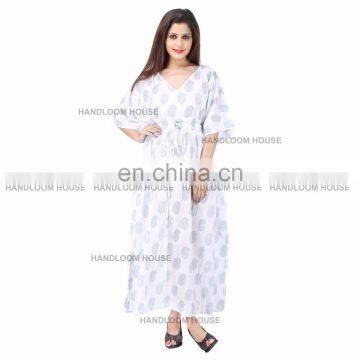 Indian Cotton Women Long Caftan Hippie Boho Maxi Dress Kaftan Dress Long Tunic