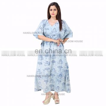 Indian Cotton Women Long Caftan Hippie Boho Long Dress Kaftan Cover Up