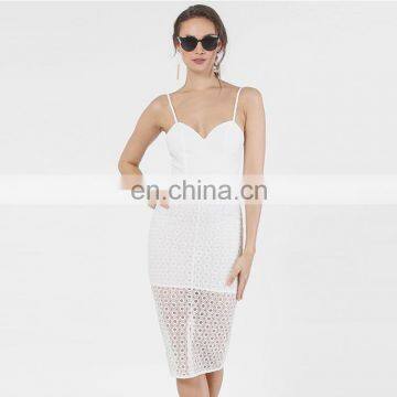 Latest dress designs summer beach sexy eyelet white lace dress