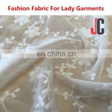 JC2987 shaoxing supplier wholesale chiffon dress fabric with flower for lady