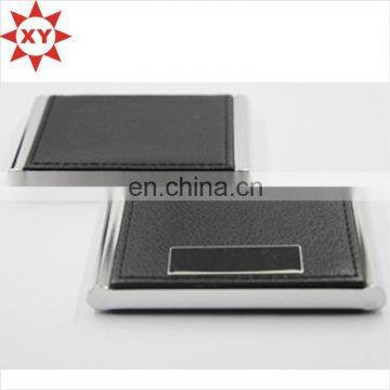 Black Leather Name Card Business Card Holder Opened