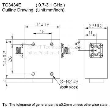 RFTYT SHF TG3434E 0.7-3.1 GHz SMA N Connector Low VSWR RF Coaxial Isolator photo-2