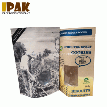 Custom Design Stand Up Kraft Paper Food Packaging Pouch With Window photo-4