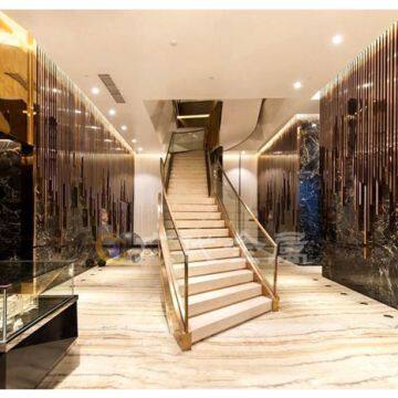 JYFQ0206 Wood Look Wall Divider Decorative Metal Partition KTV Laser Cutting Decorative Stainless Steel Art Deco Metal Room Screens