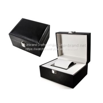 wholesale popular custom design locked watch packaging box square PU Leather watch gift boxes with metal lock