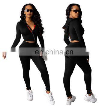 Custom Logo Women Casual Clothing With Half Zip up Back Stripe Panels Outfit Two Pieces Sets photo-3