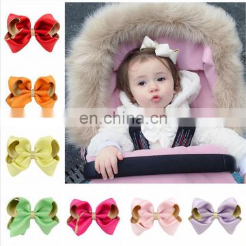 9cm Girl Hair Clips Kids Girls patchwork Barrettes big bow 10Colors