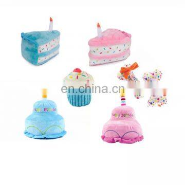 New Interactive Squeak Pet Birthday Party Plush Dog Cake Toy photo-3