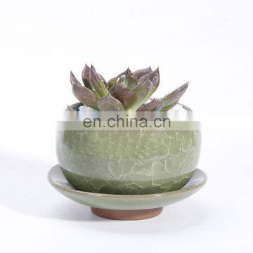Extra Size Ice Crack Flowerpot With Tray Colorful Ice Crack Flowerpot With Bottom Support Colorful Ice Crack Glazed photo-5