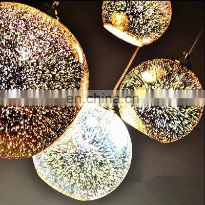 Classic design LED lamp pendant light diameter 20/25/30cm 3D colorful Plated Glass Mirror Ball hanging light fixture