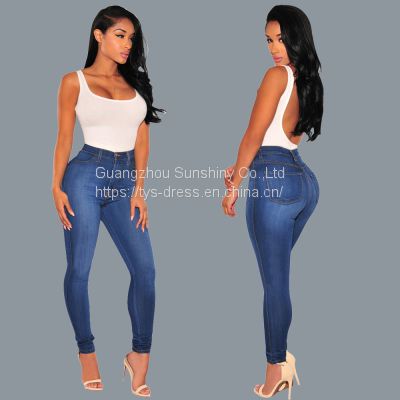 Customized Stretch Womens Denim Pants High Waist Skinny Jeans