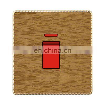 EU/UK Standard 45A Wall Button Switch  With LED Light 86mm*86mm Thick Solid Wood Panel Sockets And Switches Electrical