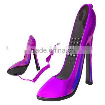 purple high wheel shoes telephone