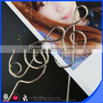 Music Note Wire Clip Square Wood Base Picture Holder photo-3