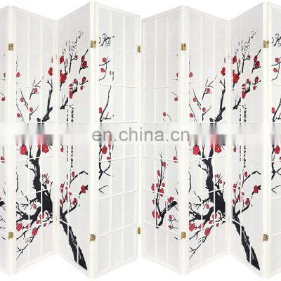 Room Divider 8 Panels Red Blossom Design