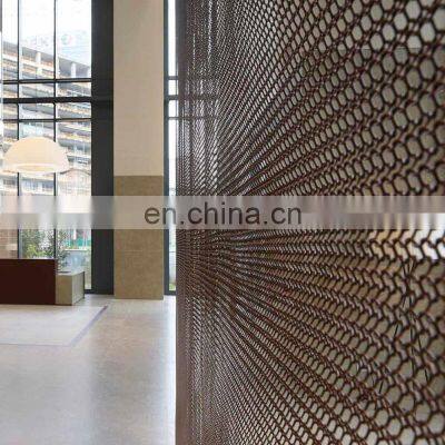 Architectural woven wire mesh ring mesh for hotel hall decoration