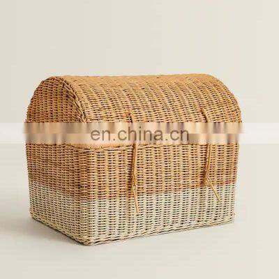 Hot Sale Rattan Storage Basket, Natural Fibre Basket in the Shape of a Chest Cabinet Basket Cheap Wholesale High Quality Vietnam photo-2