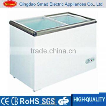 flat/curved sliding glass door chest freezer with ETL certificate approval, chest freezer