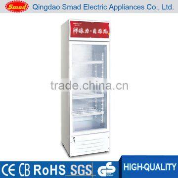 Upright glass door beverage cooler refrigerator showcase