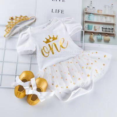 New Arrive Newborn Baby Girl Romper Jumpsuit+ Hair Accessories+Tutu Dress 3pcs Sets Party Birthday Tutu Dress Baby Girls Romper photo-3