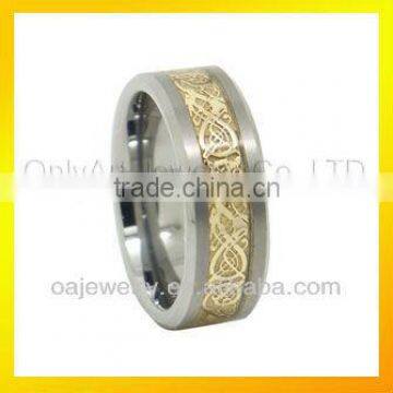 hotest sales gold partern metal inside tungsten carbide ring