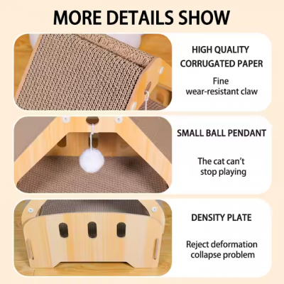 MEOW LOVE Princess Bed Cat Scratching Board Easy To Clean Custom Scratch-Resistant Claw Corrugated Paper With Toy Balls Decompression Rest Exercise photo-2
