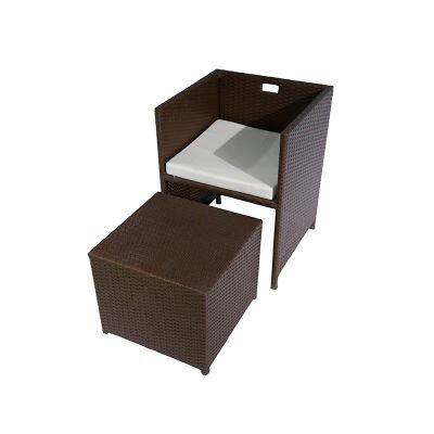 Modern PE Rattan Garden Dining Set Comfortable Portable Outdoor Dining Set Villa Used Rattan Dining Set photo-3