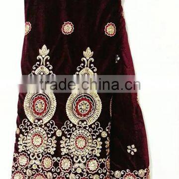 T236-2 wine high quality 100% korea velvet african george lace fabric