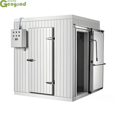 Большая логистическая холодильная камера. Ходьба в морозильном оборудовании. Холодильная камера для хранения