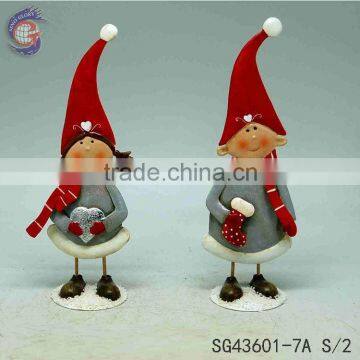 metal christmas boy and girl ornament for home decor