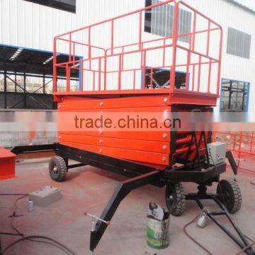 10m hydraulic mobile scissor lift four/ wheel mobile scissor lift platform