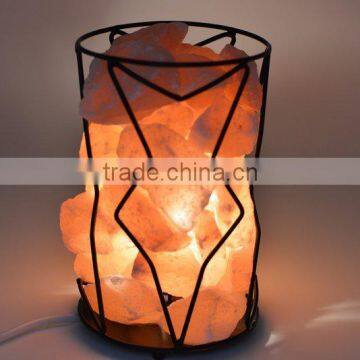 Himalayan Natural Rock Salt Lamp With Iron Art Base photo-3