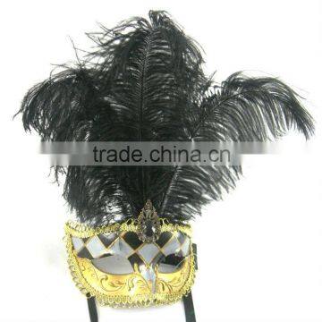 Long Black Ostrich Feather Eye Masks Female