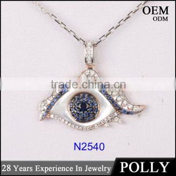 2016 Fashion 925 Sterling Silver Bule Evil Eye Pendant Necklace Jewelry