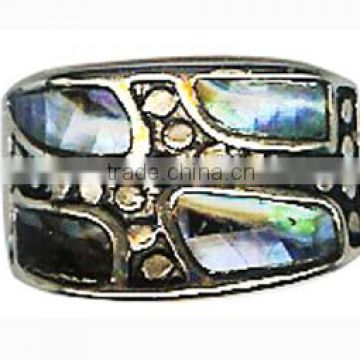 Shell Silver Plated Rings Nature Oversize Abalone shell Rings Lady Prom Gift Ring