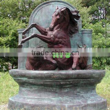 Bronze horse bust wall fountain sculpture