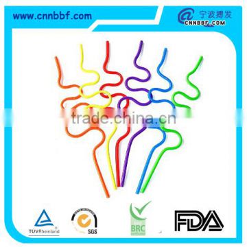 disposable fun plastic color crazy shaped drinking straw