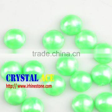 Factory prices beautiful green heat transfer pearls, half round imitation pearls, hotfix ABS pearl for all decor