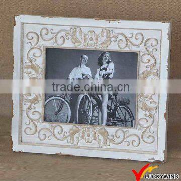 Shabby chic distressed white wood picture frame