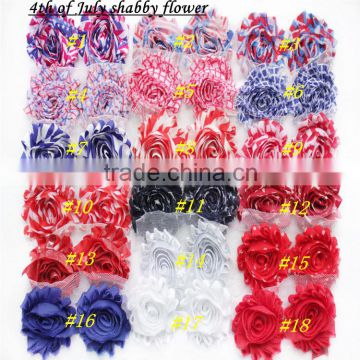 Flag Day red white blue chiffon shabby flowers trim wholesale headbands flower shabby chiffon flower shabby flower