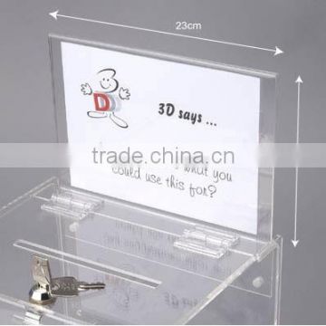 Magnetic Strict request clear acrylic storage box,modern acrylic money box