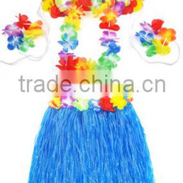 Blue color hawaii hula dance skirt sets girls ladies women's grass skirt BWG-2096