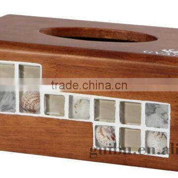 Seashell Style Antique Tissue Box with Wood Material for Home Decor JHF14-2308A